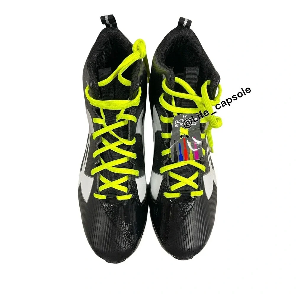 Size 13 Under Armour Crusher RM Black Football Cleats‎ Multi Color Laces Custom